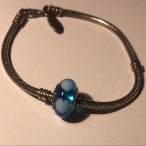 Pandora Silver Bracelet with Blue Charm